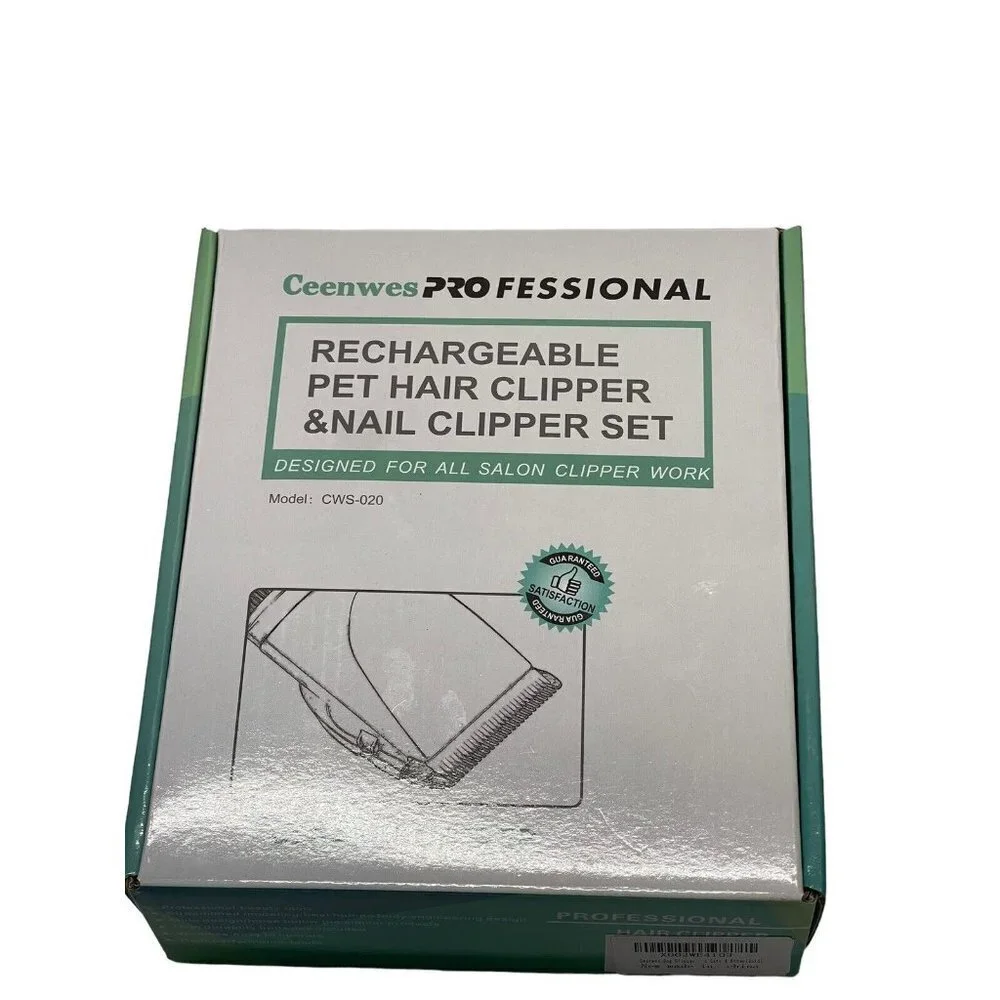 Ceenwes Professional Rechargeable Pet Hair & Nail Clipper Set In Box